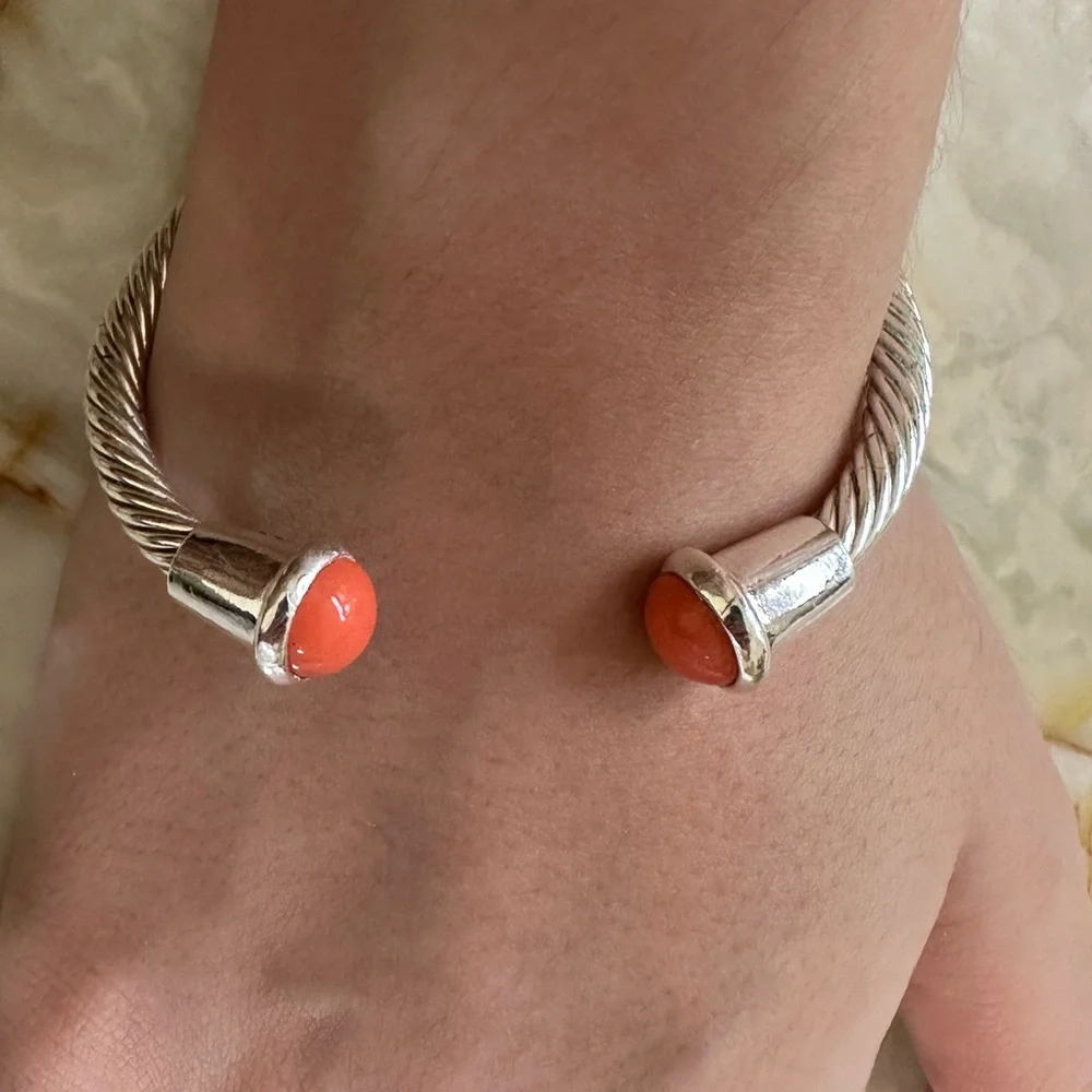 Elegant 925 sterling Silver Coral Women's Bracelet